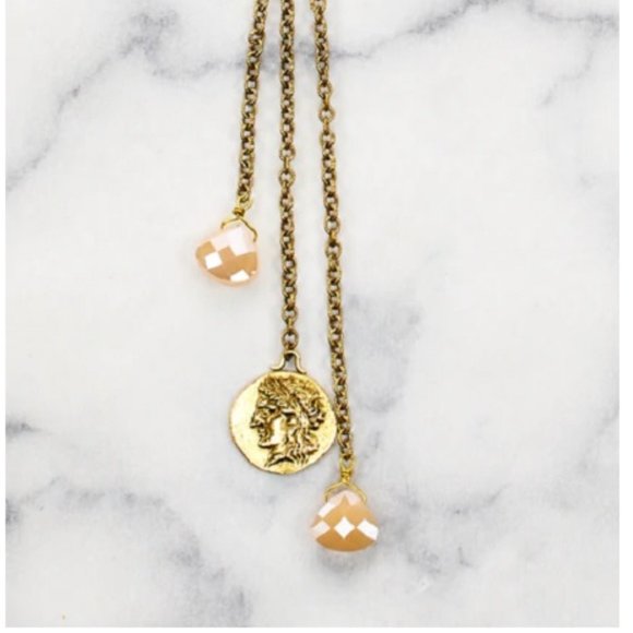 Chain strand trio with Roman coin and faceted briolette - Picture 3 of 4